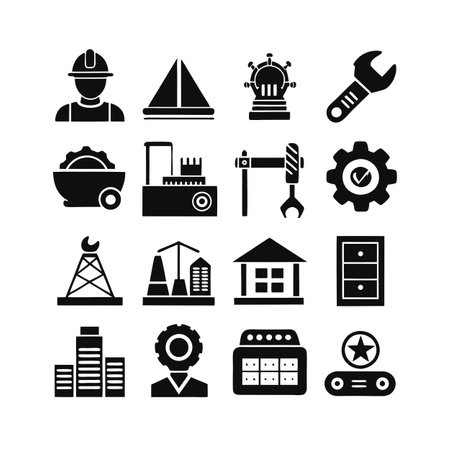 Construction and Engineering Icon Set Collection Vector for UI Documents Websites and Mobile Applicationsのイラスト素材