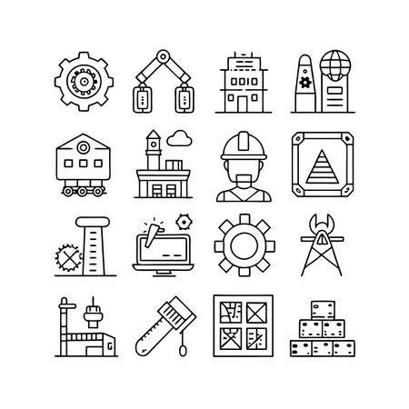 Construction and Engineering Icon Set Collection Vector for UI Documents Websites and Mobile Applicationsのイラスト素材