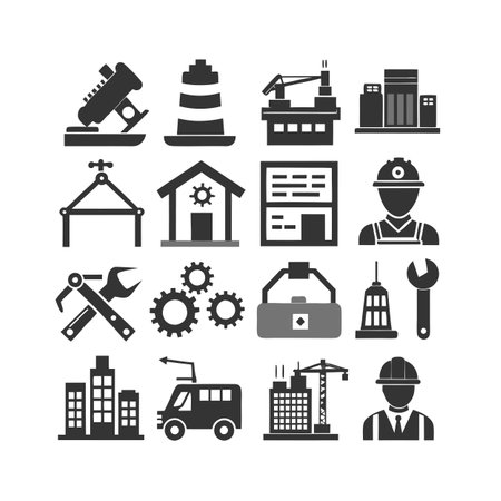 Construction and Engineering Icon Set Collection Vector for UI Documents Websites and Mobile Applicationsのイラスト素材