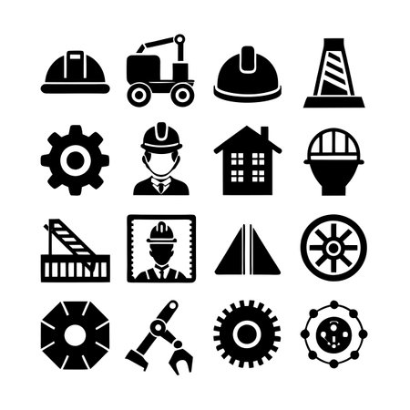 Construction and Engineering Icon Set Collection Vector for UI Documents Websites and Mobile Applicationsのイラスト素材