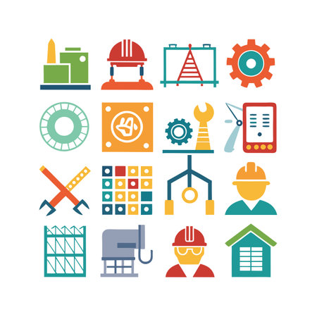 Construction and Engineering Icon Set Collection Vector for UI Documents Websites and Mobile Applicationsのイラスト素材