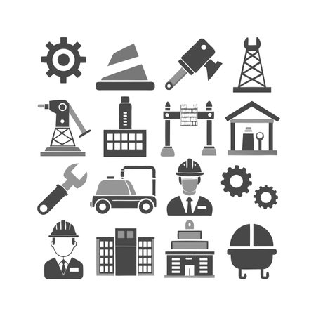 Construction and Engineering Icon Set Collection Vector for UI Documents Websites and Mobile Applicationsのイラスト素材
