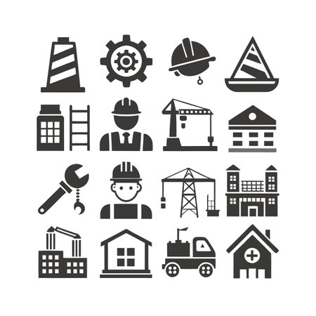 Construction and Engineering Icon Set Collection Vector for UI Documents Websites and Mobile Applicationsのイラスト素材