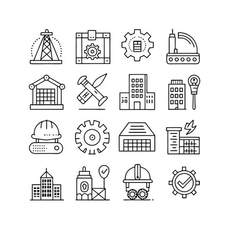 Construction and Engineering Icon Set Collection Vector for UI Documents Websites and Mobile Applicationsのイラスト素材