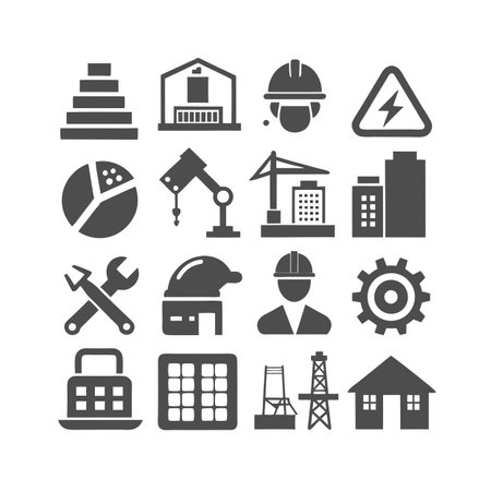 Construction and Engineering Icon Set Collection Vector for UI Documents Websites and Mobile Applicationsのイラスト素材