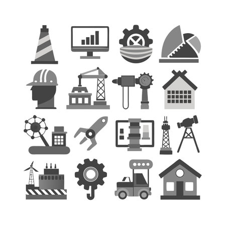Construction and Engineering Icon Set Collection Vector for UI Documents Websites and Mobile Applicationsのイラスト素材