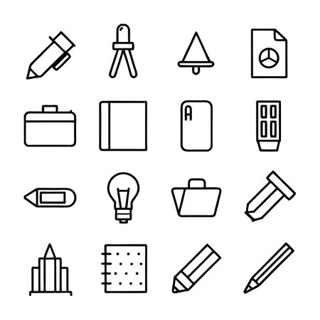 Set of business and office related icons in line style design.のイラスト素材