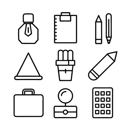Minimalist Line Art of Office and Stationery Items for Business Conceptsのイラスト素材