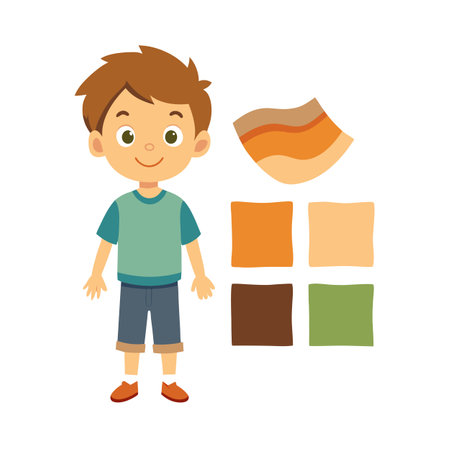 Cartoon Boy with Color Palette - Illustration for Design and Creativityのイラスト素材
