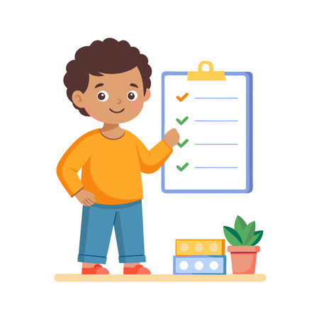 Boy with Checklist Illustration: Task Management, Organization, and Planning for Successのイラスト素材