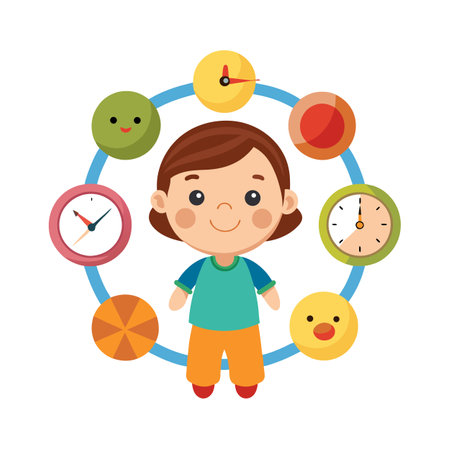 Cartoon Girl with Time Management Theme Illustration for Educational Contentのイラスト素材