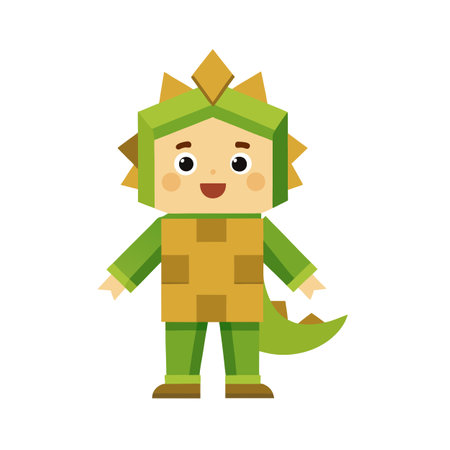 Illustration of a child in a cute dinosaur costume, perfect for children's contentのイラスト素材