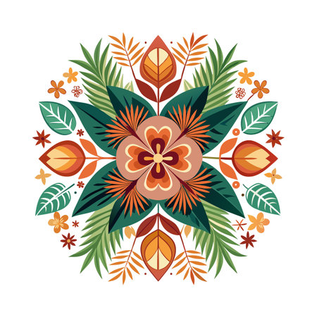 Floral Mandala Design with Earthy Tones for Decor, Invitations, and Stationaryのイラスト素材
