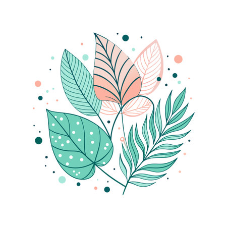 Botanical Vector Illustration with Pastel Colors and Abstract Style Isolated on Whiteのイラスト素材