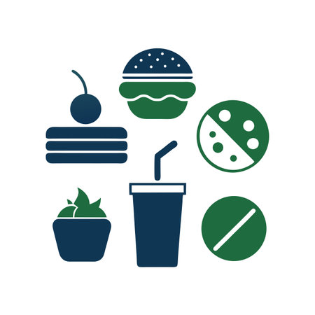 Simple illustration of food and beverage items for branding or menu designsのイラスト素材