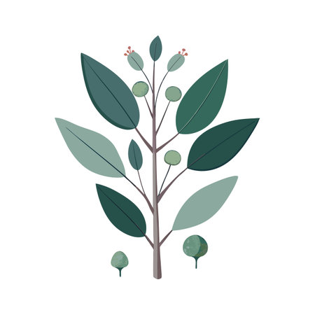 Stylized Eucalyptus Plant Illustration with Green Tones for Decorative Design Projectsのイラスト素材