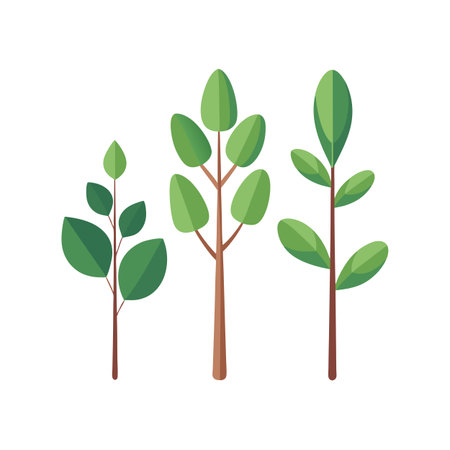Minimalist Flat Illustration of Three Saplings Representing Growth and Nature on White Backgroundのイラスト素材