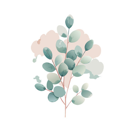 Eucalyptus Branch with Soft Pastel Background, Botanical Illustration for Decorative Design and Brandingのイラスト素材
