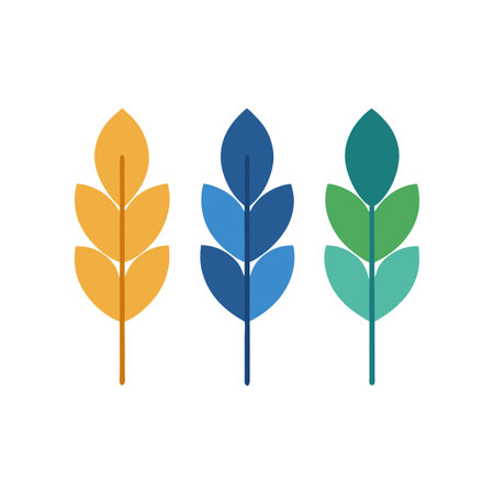 Abstract wheat graphic of three colourful organic food leaf stalksのイラスト素材
