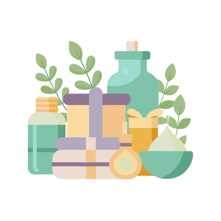 Spa and Wellness Products Flat Design for Commercial Use and Marketing Collateralのイラスト素材