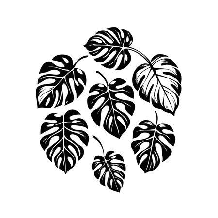 Monstera Leaf Circle: A Minimalist Botanical Design for Tropical Themed Projectsのイラスト素材