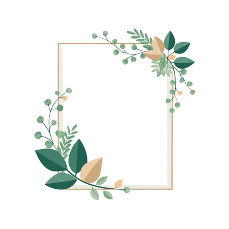 Elegant botanical frame with foliage accents for wedding invitations and greeting cardsのイラスト素材