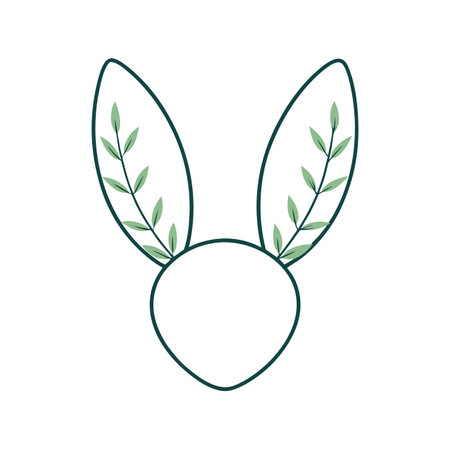 Minimalist Easter Bunny Ears with Botanical Accents for Springtime Celebrationのイラスト素材