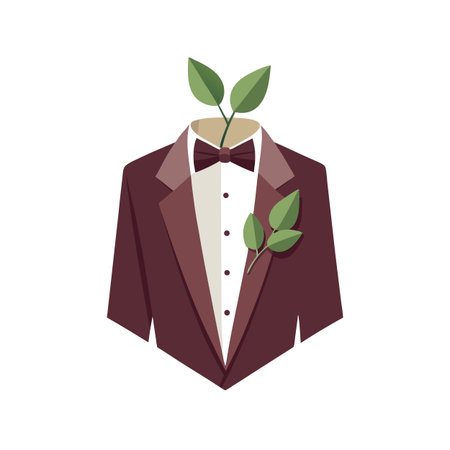 Stylized Tuxedo Jacket with Green Leaves Illustration for Ecological Fashion Conceptsのイラスト素材
