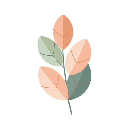 Minimalist Leaf Illustration in Muted Tones, Modern Botanical Design Elementのイラスト素材