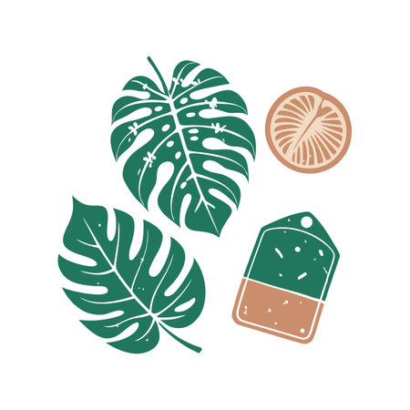 Tropical Leaf and Geometric Shapes Graphic Design for Summer Theme Projectsのイラスト素材