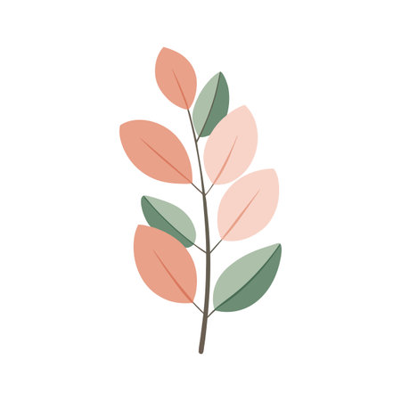 Stylized Branch with Earth Tone Leaves for Backgrounds and Decorative Design Elementsのイラスト素材