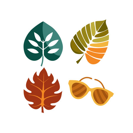 Tropical Leaves and Sunglasses Vector Illustration for Summer Vacation Themed Designのイラスト素材