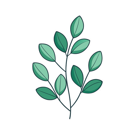 Vector illustration of a green leaf branch, botanical design element for decorationのイラスト素材