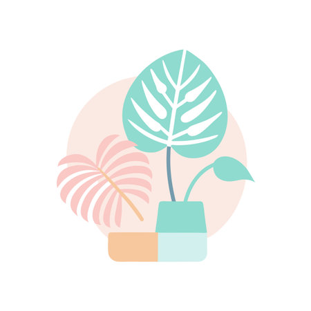 Minimalist plant illustration with pastel color palette for a calming interior design aestheticのイラスト素材