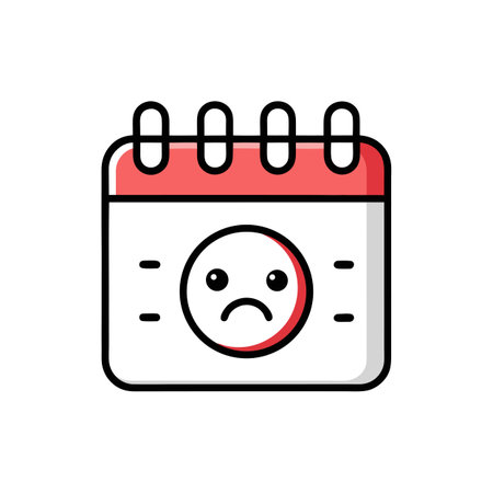 Sad schedule notification icon illustration in flat design style, showing business plan disruptionのイラスト素材