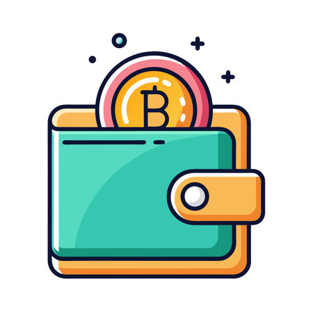 Crypto Wallet with Bitcoin Coin Icon in Flat Design for Digital Financeのイラスト素材