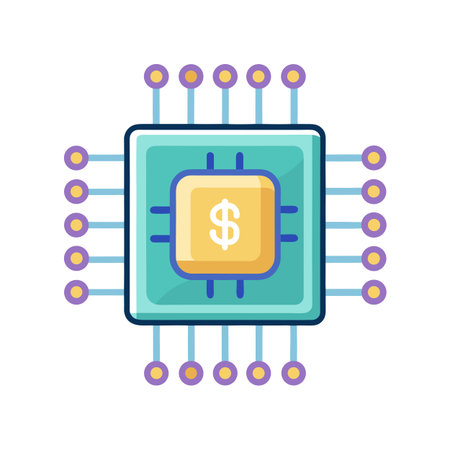 Financial technology concept showing microchip with currency sign in a flat design styleのイラスト素材