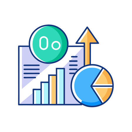Colorful Business Chart Icon Displaying Growth and Financial Data Analysisのイラスト素材