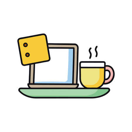 Laptop and Coffee Break Icon Design for Remote Work and Digital Nomad Lifestyleのイラスト素材