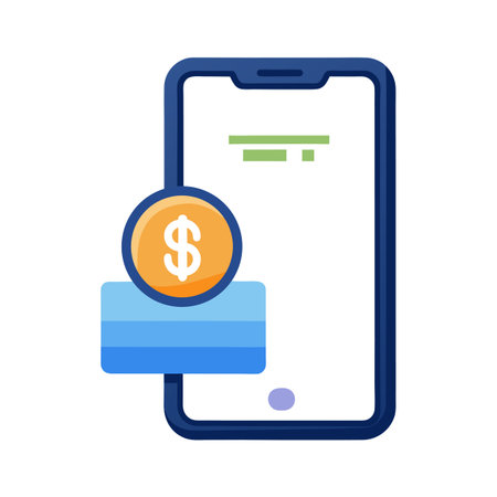 Mobile banking application interface with dollar coin icon for digital payment illustration.のイラスト素材