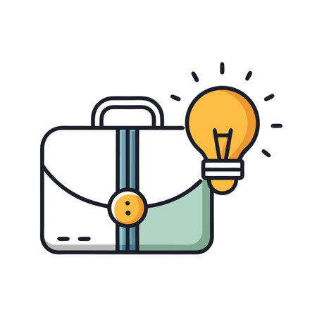 Briefcase and Lightbulb Illustration Symbolizing Business Ideas and Creative Solutionsのイラスト素材
