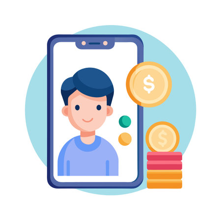 Digital banking app featuring profile picture and wealth, financial tech interface designのイラスト素材