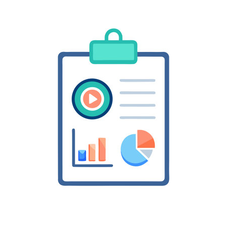 Financial Report Icon Illustration with Data Graphs and Business Metricsのイラスト素材