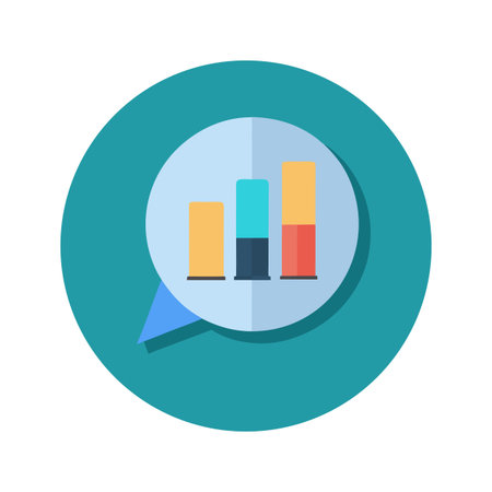 Flat design icon depicting business growth and data analysis in a teal color schemeのイラスト素材