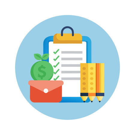 Business Investment Checklist: A flat illustration representing financial planning, investment growth, and task managementのイラスト素材