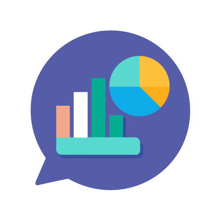 Flat design icon of data analytics within a purple speech bubble shapeのイラスト素材