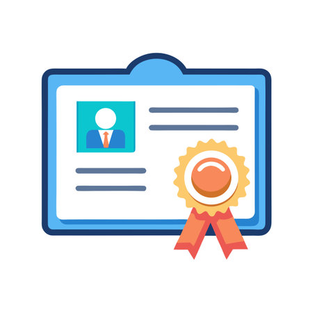 Professional Certification Document with Gold Award Badge in Flat Vector Styleのイラスト素材