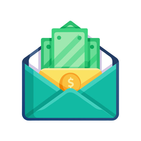 Vector Illustration: Money in an Envelope, Symbolic of Financial Incentives, Bonus Pay, or Rewardのイラスト素材