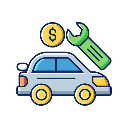 Conceptual Image Depicting Car Repair Costs and Service Pricing in Automotive Industryのイラスト素材