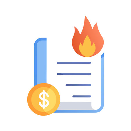 Burning Budget: Flat Vector Illustration of Financial Crisis and Loss of Moneyのイラスト素材